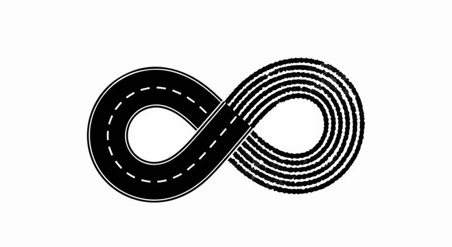 Endless road in an infinity loop symbolizing continuous journey and limitless possibilities.