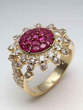 Ring mit Brillanten und Rubinen