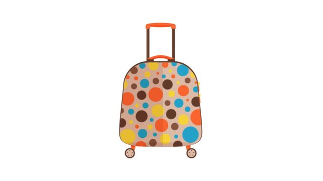 Cute travel suitcase cartoon colorful luggage flat design minimal kids animation 4k animation video