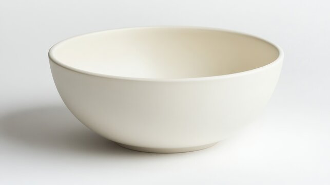 Empty cream colored bowl on a white background