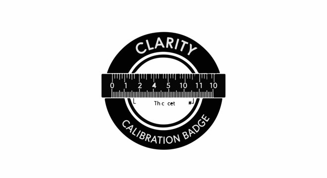 Precision calibration badge with ruler symbolizing accuracy and measurement for quality control
