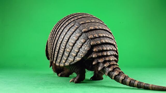 Armadillo on Green Screen: A Detailed Look at the Armored Mammal.