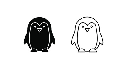 Obraz premium Adorable Cartoon Penguins: Black and White Design Ideas Vector