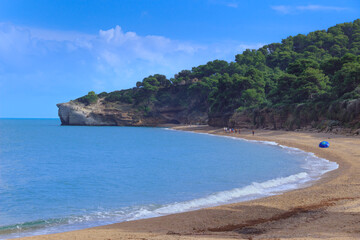 Obraz premium View of the Campi Beach on promontory of Gargano, in Apulia region southern Italy.