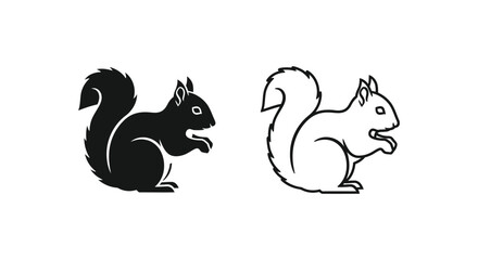 Fototapeta premium Black and White Squirrel Vector Icons Design Vector