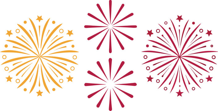 Minimalist fireworks with pink and yellow bursts explosion