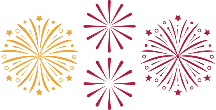 Minimalist fireworks with pink and yellow bursts explosion