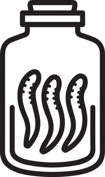 Preserved leech specimen in a glass jar for medical education, veterinary training, parasitology research, anatomy studies, and biological specimen preservation &ndash; detailed vector icon