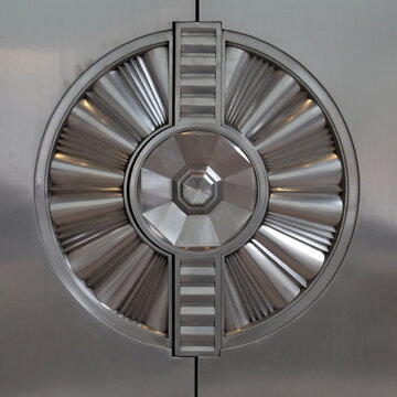 Art Deco chrome circular architectural detail