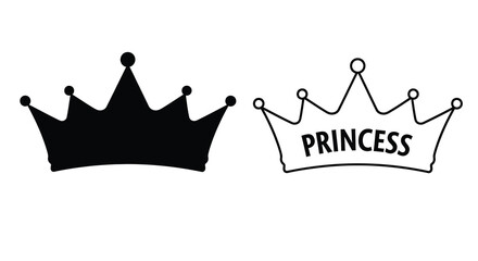 Two crowns one solid black and one with princess text © MdGolam