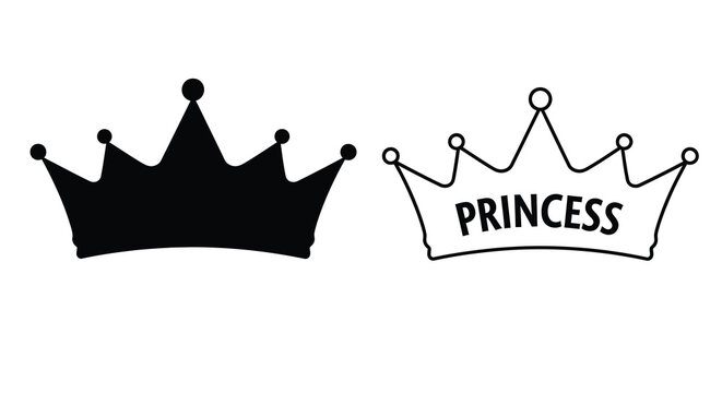 Two crowns one solid black and one with princess text