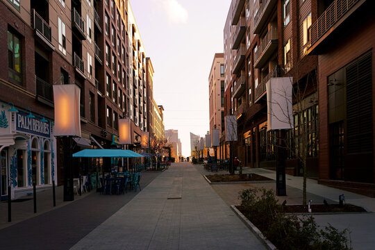 Raleigh, NC - USA - 3-7-2026: Seaboard Station mixed-use developement in downtown Raleigh, with shopping, dining and apartments