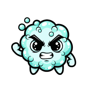 Angry Cartoon Brain Character Illustration.