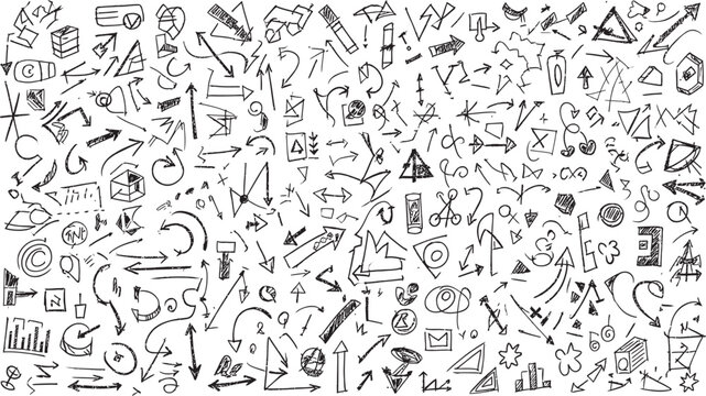 Intricate doodle collection a chaotic yet captivating assemblage of hand drawn sketches and symbols
