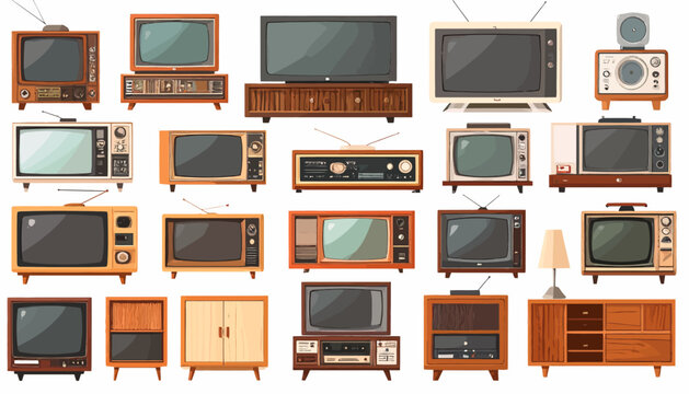 Collection of old vintage television sets.