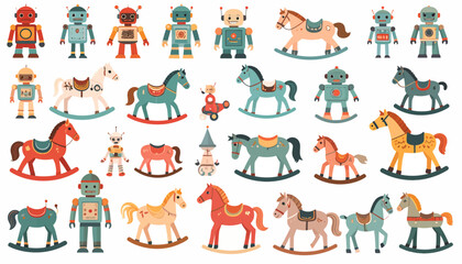 Fototapeta premium Colorful Toy Rocking Horses and Soldiers.