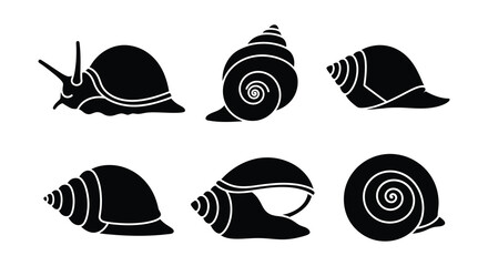 A collection of black snail shapes in a minimalist silhouette © mst
