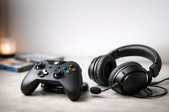 Black Xbox Game Controller and Gaming Headset