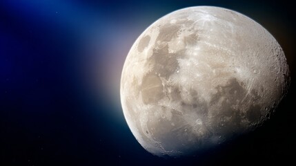Obraz premium fullmoon. A stunning super moon illuminating the night sky with its detailed surface against a dark blue backdrop. STEM education sheets. 