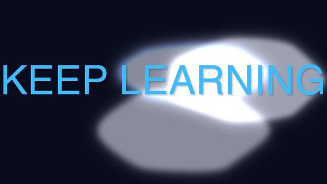 Keep learning neon sign motion loop, education motivation typography animation