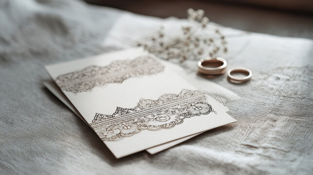 Classic Lace Wedding Invite Mockup Bridal Theme