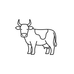 Fototapeta premium Minimalist cow line art vector icon isolated on white background