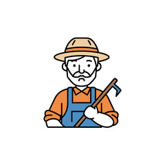 Fototapeta premium Male Farmer Character with Garden Tool Flat Vector Illustration
