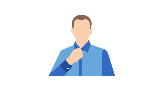 A man in a blue shirt.