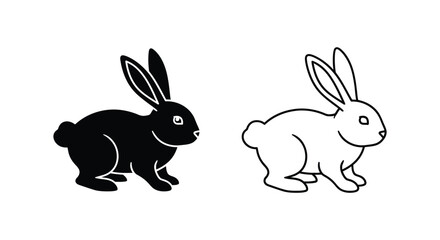 Obraz premium Black and White Contrast Rabbit Illustration Design Vector