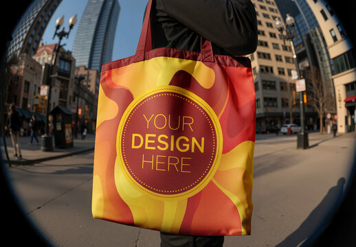 Tote Bag Mockup Hanging On A Shoulder