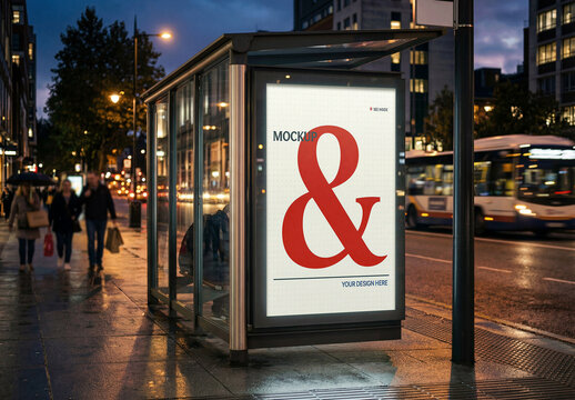 Billboard Mockup Bus Stop Shelter Mockup