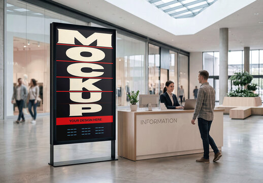 Digital Signage Modern Lobby Mockup