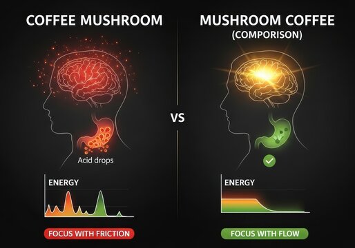 Comparison of regula rcoffee and mushroom coffee effects on brain and energy