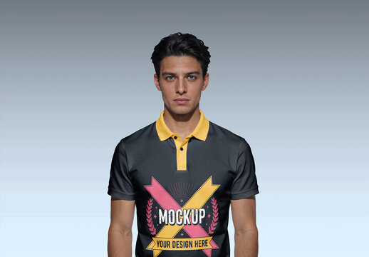 Polo T Shirt Mockup On A Male Model