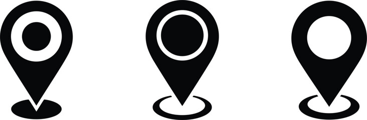 Location pin icons set, map marker symbols collection, navigation vector illustration design elements © Kaiyum