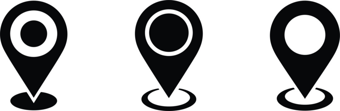 Location pin icons set, map marker symbols collection, navigation vector illustration design elements