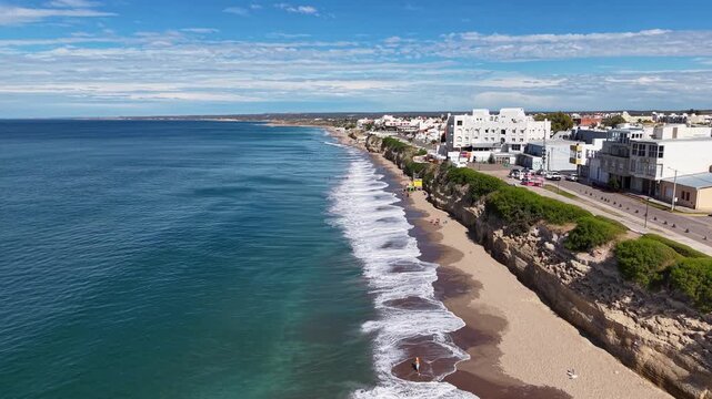 Panoramic view of Las Grutas during a peaceful summer evening.