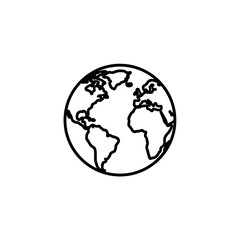 Obraz premium World Globe Icon Minimalist Earth Line Art Illustration