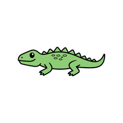 Obraz premium Cute Cartoon Green Crocodile Vector Illustration