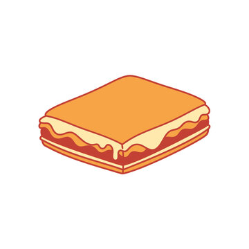 Isometric Lasagna Slice Illustration with Cheese and Sauce Layers