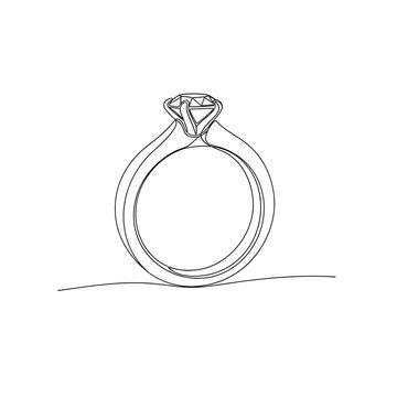 Continuous Line Art Diamond Engagement Ring | Minimalist Jewelry Single Line Drawing