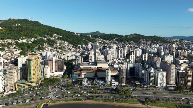 Vista A&eacute;rea da cidade de Florian&oacute;polis, Santa Catarina, Brasil. Beira Mar de Florian&oacute;polis.