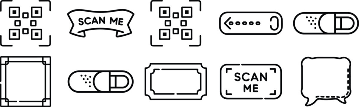 Digital QR Code Scanning and Mobile UI Interface Icon Set