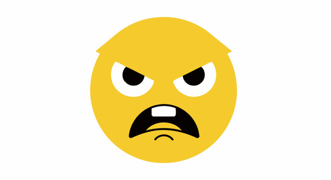 Angry Face Emoji Close Up.