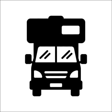 A simple black silhouette of a van against a clean white background, showcasing a modern and sleek design.