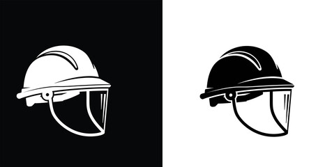 Fototapeta premium A black and white illustration of two safety helmets on contrasting backgrounds
