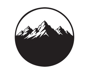 Fototapeta premium Mountain peak circle logo silhouette for adventure travel and outdoor apparel logo design branding 