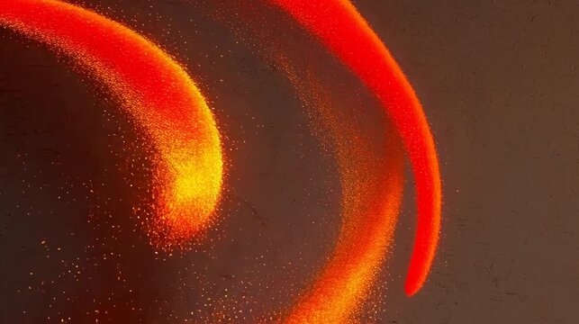 Abstract orange wave with glowing particles