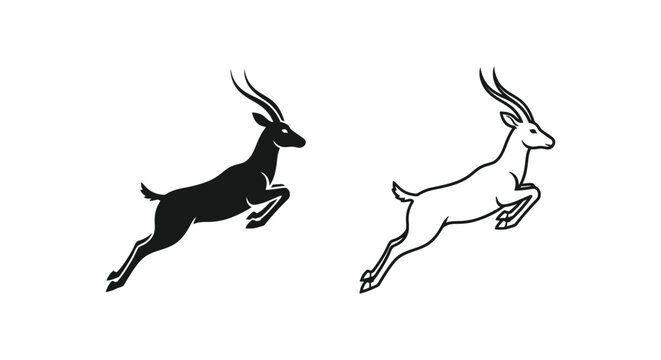 Antelope Running Silhouette Designs Vector Art Vector