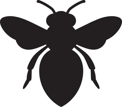 A stylized silhouette of a bee with outspread wings and antennae